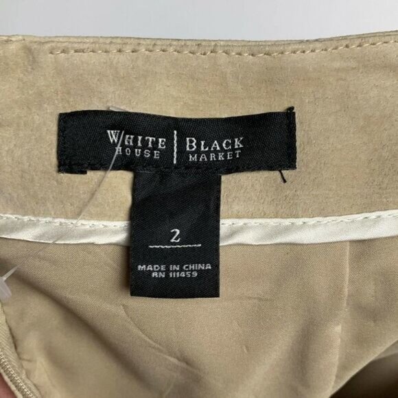 White House Black Market Tan Leather Mini Pencil Skirt SZ 2 Studs Indie Festival - Picture 3 of 8